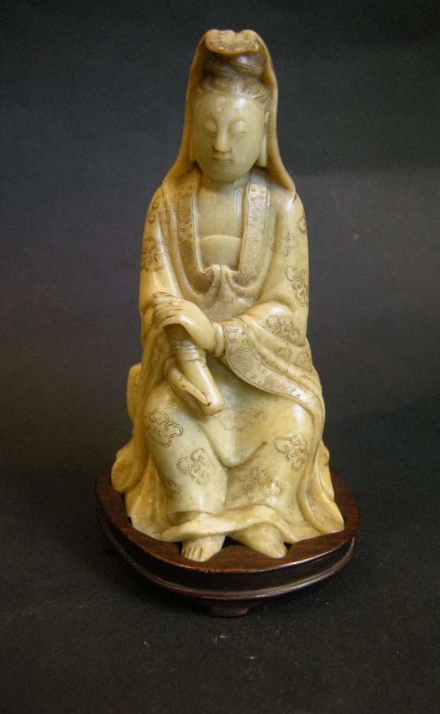 Small figure  Guanyin in soapstone